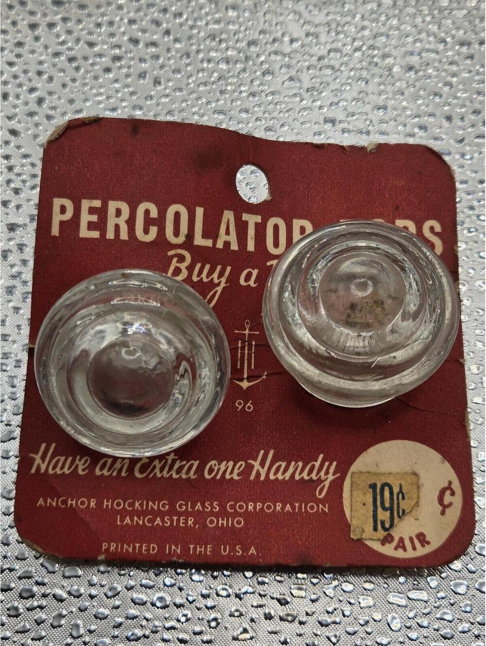 2 VTG Coffee Pot Percolator Glass Top Replacement 1" Anchor Hocking USA NOS